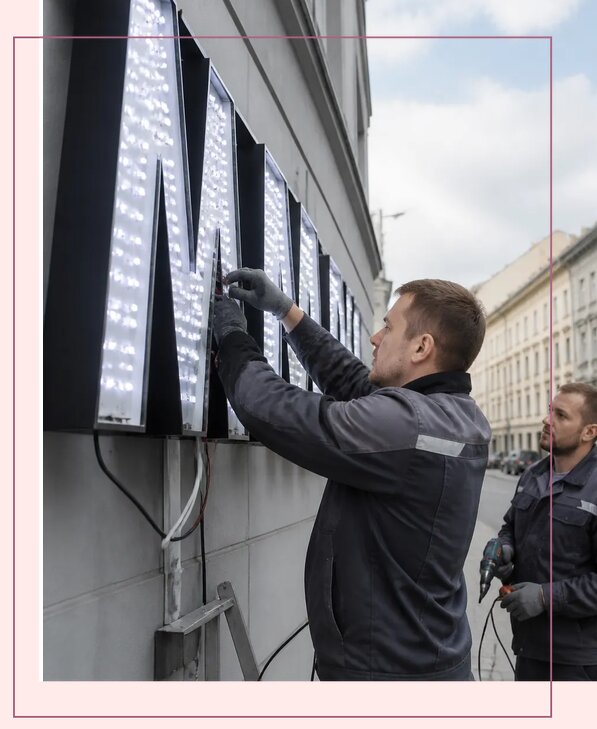 Изготовление и монтаж светодиодных LED вывесок в Великом Новгороде